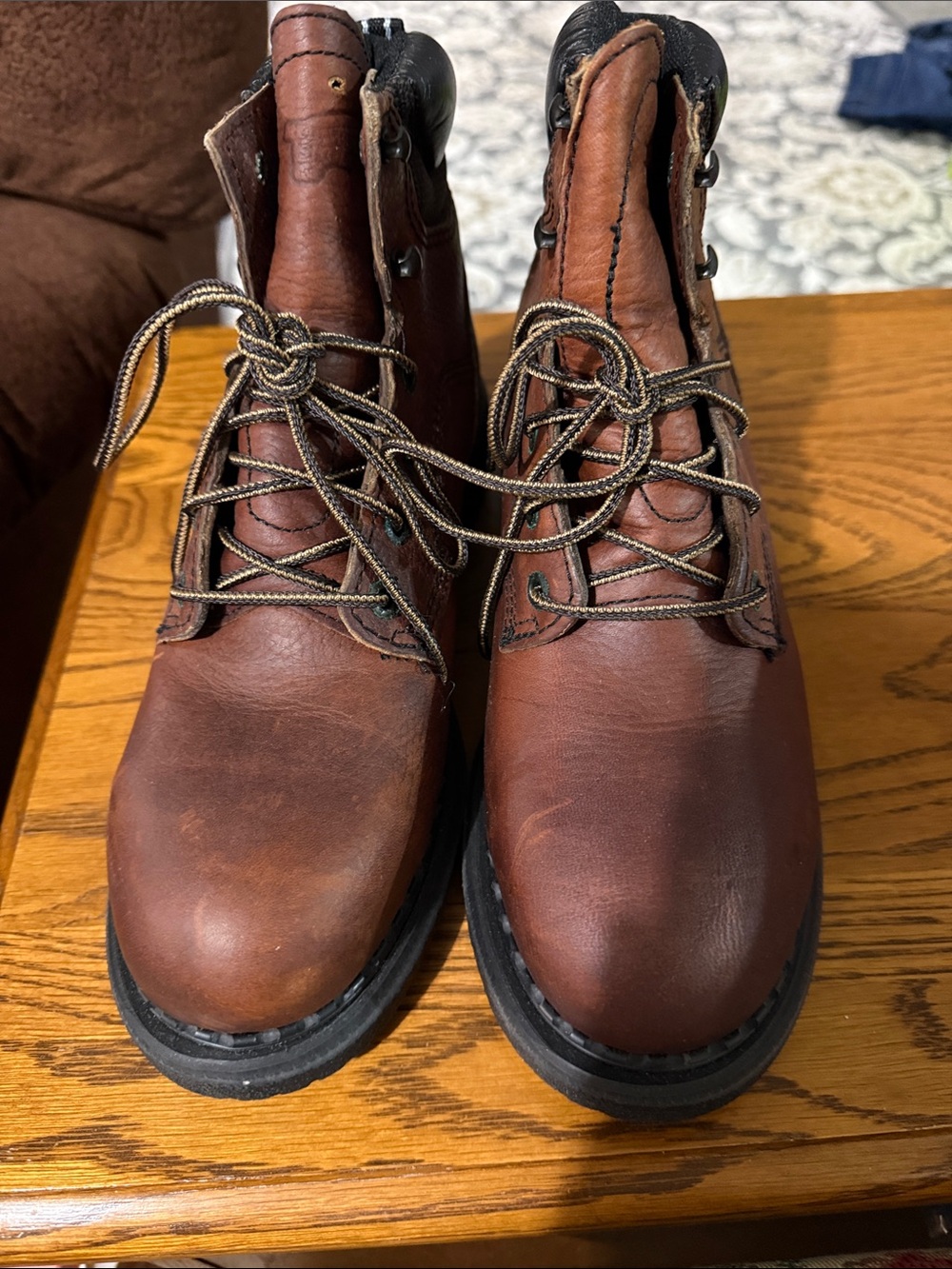 Red Wing Women Steel Toe Brown Leather Lace-Up Work Boots